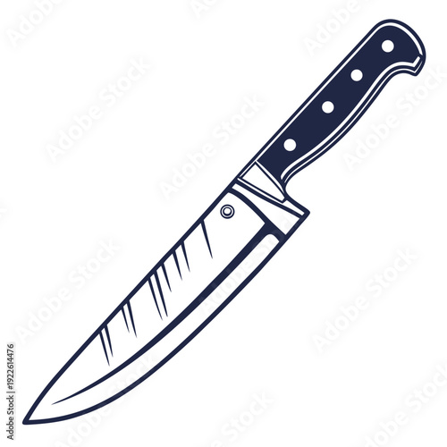 Chef Knife Silhouette - Simple Line Art Kitchen Tool Illustration