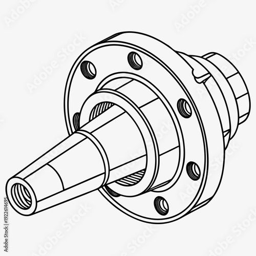 Taper shank tool holder for CNC machine, industrial machinery component.