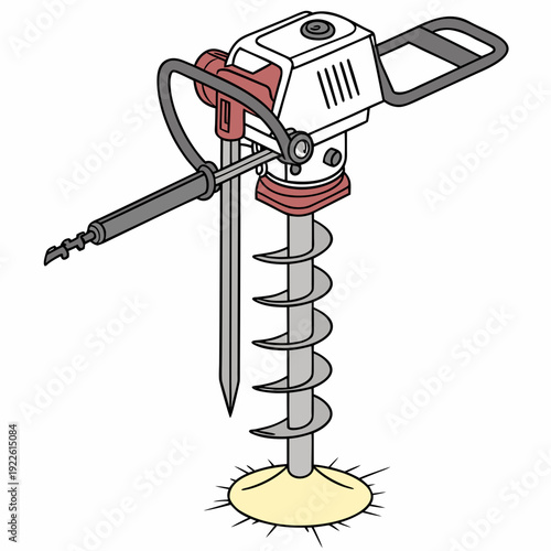 Earth Auger Drill for Digging Holes in Soil Illustration