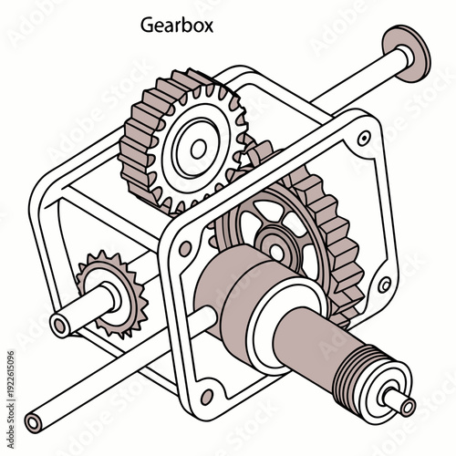 Mechanical Gearbox with Interlocking Cogs Illustration