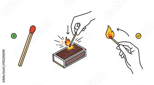 Set of matches on a white background