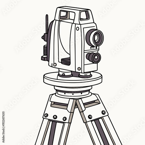 Geodesy Theodolite Surveying Instrument Outline Vector