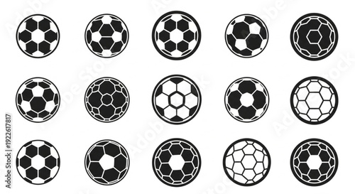 Collection of Stylized Soccer Ball Icons and Logos
