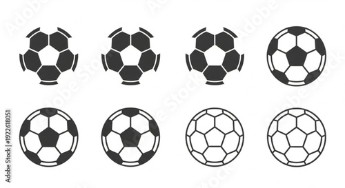 Collection of Soccer Ball Vector Icons and Football Symbols