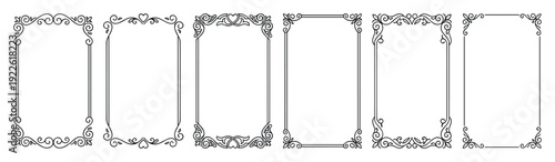 Ornamental frame borders vector design, decorative black frames isolated set