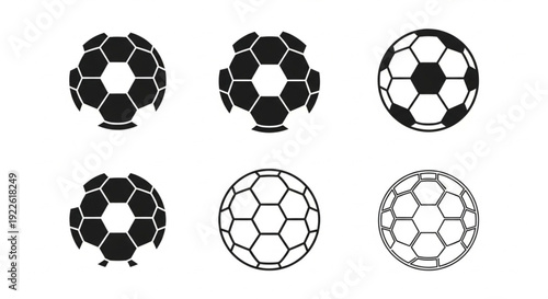 Collection of Soccer Ball Vector Icons in Black and White