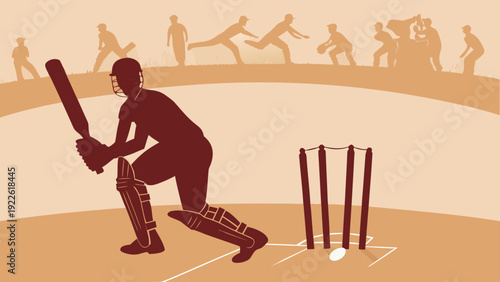 Cricket player in action on the field with teammates