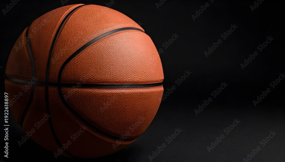 Obraz premium Close up of a basketball on a dark background for sports concepts