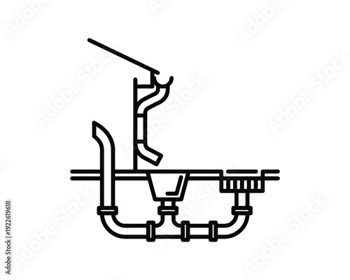 Plumbing system diagram showing sink, pipes and water drainage system design illustration