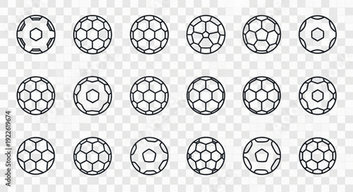 Collection of Minimalist Soccer Ball Line Icons