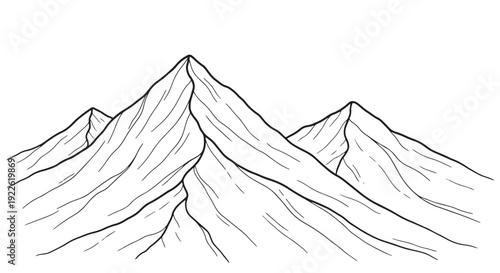 Detailed Mountain Peak Texture Line Drawing