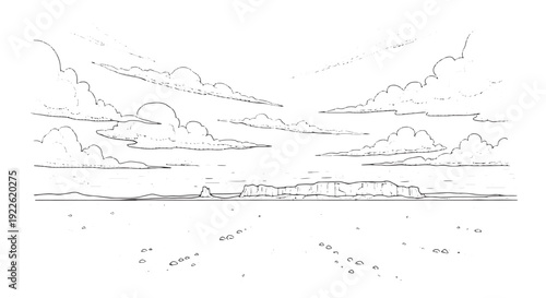 Vast Desert Horizon with Clouds Illustration