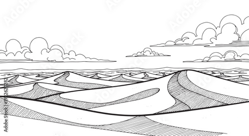 Desert Sand Dunes Landscape Sketch