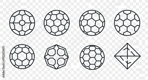 Collection of Minimalist Soccer Ball and Geometric Line Icons