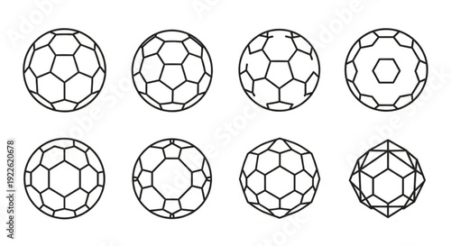 Collection of Minimalist Soccer Ball and Geometric Line Icons