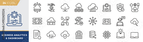 IT Support & Maintenance Line Icons – Technical Service, System Administration and Infrastructure Management Vector Set