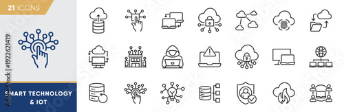 Smart Technology & IoT Network Line Icons Collection