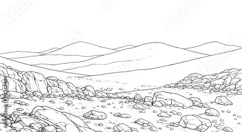 Vast Rocky Plateau Landscape Sketch