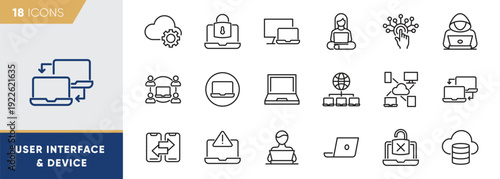 User Interface & Device Connectivity Line Icons Collection