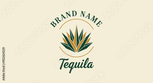 Agave Plant Tequila Brand Logo Design with Brand Name and Tequila Text.