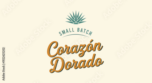 Corazon Dorado Small Batch Tequila Logo with Agave Plant Illustration.