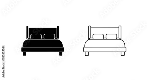Modern bedroom furniture, minimalist bed frame, contemporary bed design, simple bedroom Vector