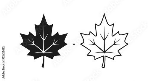 Canadian maple leaf outline black and white design elements vector illustration Vector