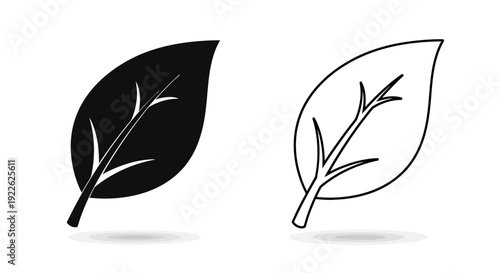 Minimalist leaf designs in black and white style for modern graphic projects Vector