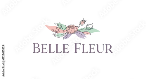 Elegant Belle Fleur Logo with Watercolor Floral Design.