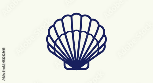 Elegant Blue Seashell Outline on a Light Background.