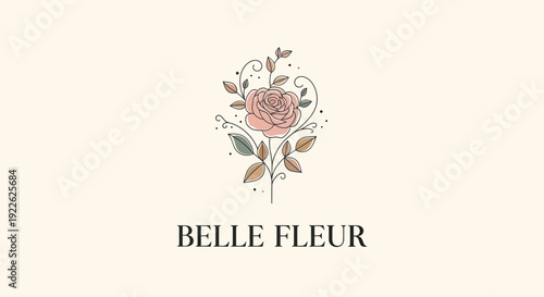 Elegant Belle Fleur Logo with Watercolor Floral Illustration.