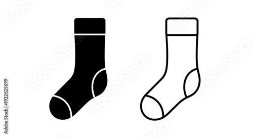 Black and white socks, minimalist design, pair of socks, simple socks, monochrome socks Vector