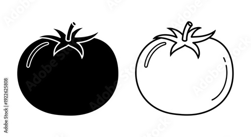 Black and white tomato illustration vector Vector
