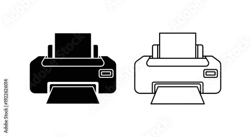 Black and white printer icons set, vector illustration of printers Vector