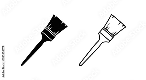 Two paint brushes with different handles and bristles, isolated on white background Vector