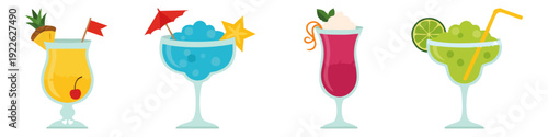 Frozen Margarita Flat Vector Illustration on Transparent Background