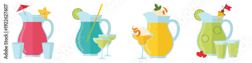 Margarita Pitcher Flat Vector Illustration on Transparent Background
