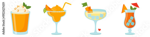 Mango Margarita Flat Vector Illustration on Transparent Background
