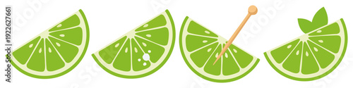 Lime Wedge Flat Vector Illustration on Transparent Background
