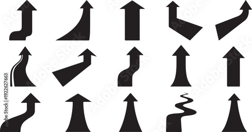 Collection of various black arrow shapes and symbols icons