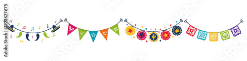 Fiesta Banner Flat Vector Illustration on Transparent Background
