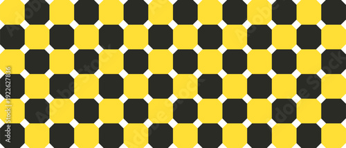 Black and yellow octagon ceramic tile mosaic seamless background