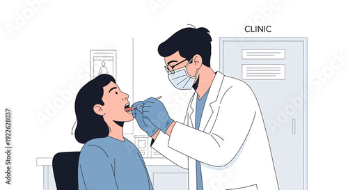 Dentist examining patient's mouth in modern dental clinic