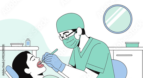 Dentist examining patient's teeth with tools in modern clinic