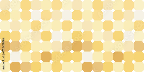 Yellow geometric tile mosaic pattern background with octagon ceramic shapes