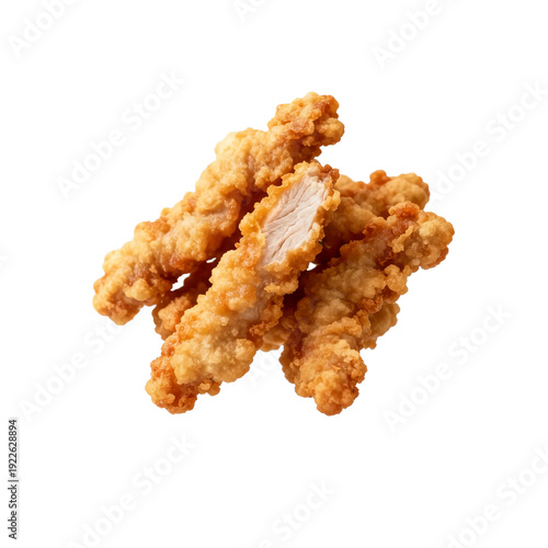 [Transparent Background PNG]Crispy fried chicken strips with golden batter