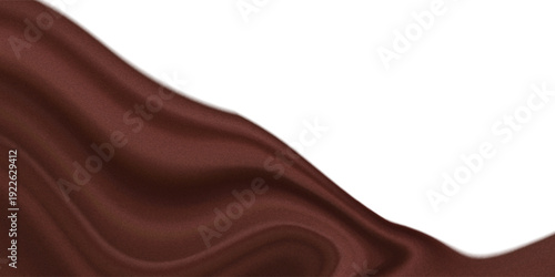 Chocolate wavy swirl background. Abstract satin chocolate waves, brown color flow. Vector