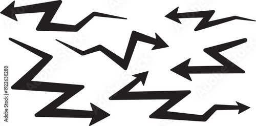 Multiple Black Arrows Pointing Different Directions on White Background