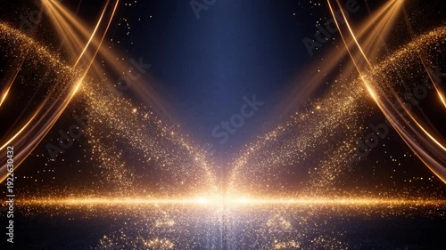 Golden particles shine in the background of the Oscars