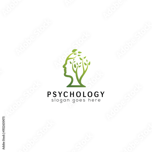 The logo design features a tree with the silhouette of a man's face. As a concept, this design can have many meanings. psychology logo concept